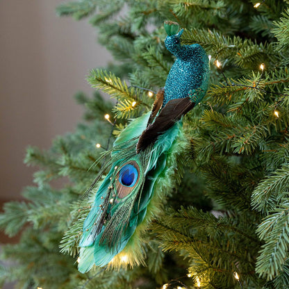 1PC of Peacock Christmas Ornaments Simulate The Atmosphere of Glitch Peacock Branches and Branches Home Decor