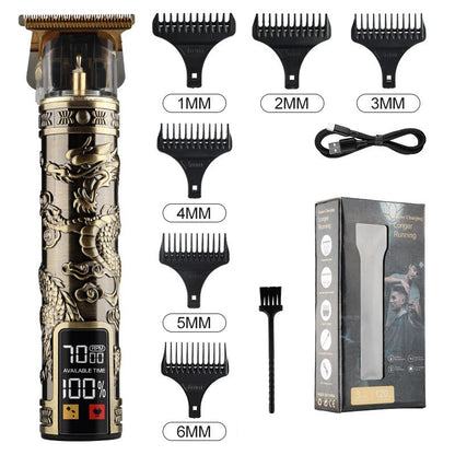 Electric Hair Clipper Professional Men's Hair Clipper LCD Display T-Blade Trimmer Zero Gap Cordless Rechargeable Men's Trimmer G