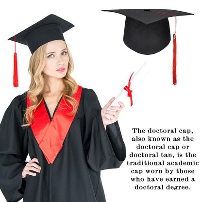 Black Adult Bachelor Caps Graduation Hat for Student 2023 Congratulation Graduation Party Decorations