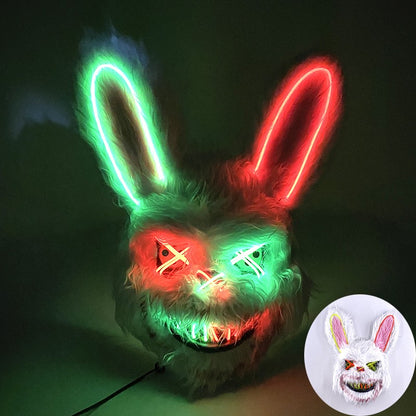 Novelty LED Bloody Furry Bunny Rabbit Bear Mask Realistic Scary Horror Killer Adult Masquerade Cosplay Costume Accessory