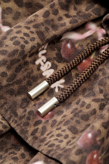 ELFSACK Y2K Sweet Leopard Bow Pleated Tiered Tie Short Skirt For Women