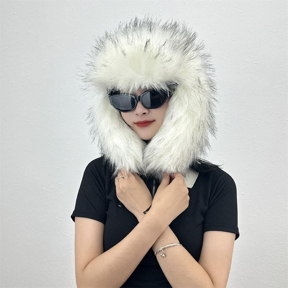Gorro de inverno russo feminino com proteção de orelha de pele sintética, gorro corta-vento quente para senhoras, moda de luxo, chapéu de esqui de cor sólida com aba larga