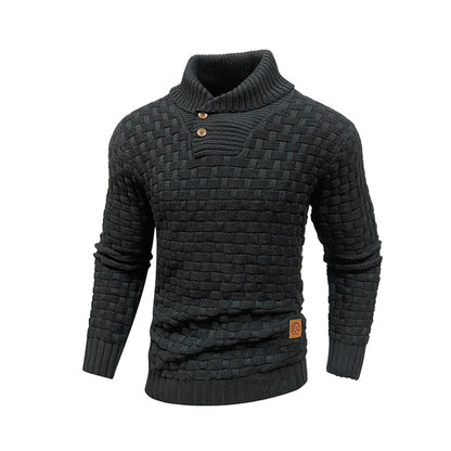 Men’s Knitted Sweater Casual Crew Neck Warm Long Sleeve Comfortable Pullover Textured Ribbed Edge High Quality Top US Size
