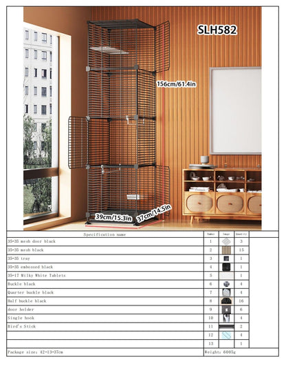 Gaiola Grande para Papagaios, Montagem DIY para Uso Doméstico, Ninho de Pássaro de Malha de Arame com Poleiro e Tigela, Adequada para Periquitos, Calopsitas, Mainás e Tentilhões