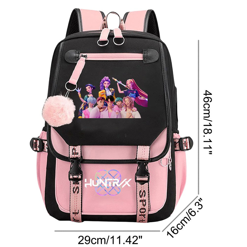 Mochila Escolar para Alunos KPop Demon Huntes Mochila Diária 2025 Mochilas com Estampa de Filme Quente para Meninas e Meninos com Porta USB para Laptop