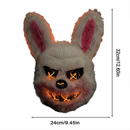 Halloween Cosplay Party Luminous LED Light Face Mask Make-up Horror Rabbit Bear Mask Headgear Cartoon Animal Carnival Head Cover