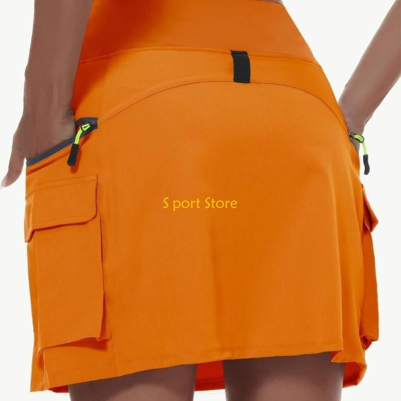 U2JB Fashion Workout Skirt Moisture Skort Elastic Waist Functional Pocket Design