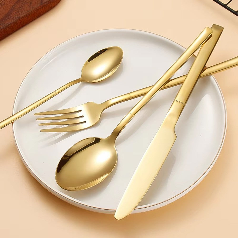 Conjuntos de talheres de ouro 30 peças, talheres de aço inoxidável, garfo de sobremesa, colher de café, talheres laváveis em lava-louças para jantar, cozinha e mesa.