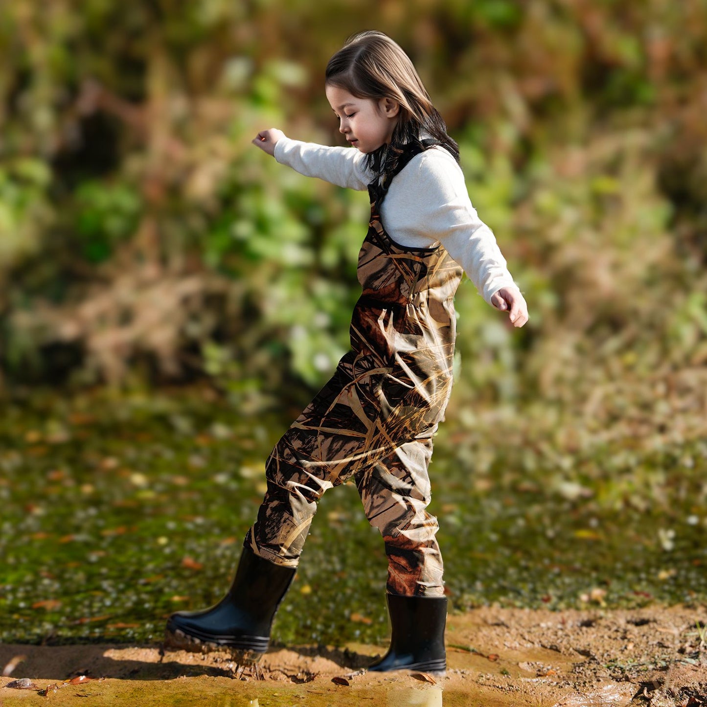 Macacão de Pesca Infantil, Macacão de Pesca Impermeável com Botas, Macacão de Nylon para Crianças e Bebês