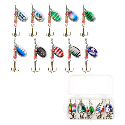 Kit Isca Artificial Jig Spinner com Caixa de Pesca Giratória 3g para Pesca de Lúcio Salmão Marítimo Isca Rígida de Superfície Trolling