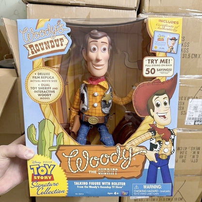 Quente 40cm Disney Pixar Toy Story Bonecos de Ação Woody Filme Inglês Som Personagem Boneco de Pano Caubói Presente de Aniversário Para Crianças
