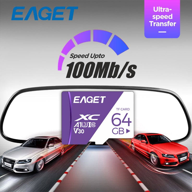 Cartão de Memória Eaget 256GB 128GB 32GB Cartão TF SD A1 V30 Classe10 UHS-1 64GB Alta Velocidade Compatível com Câmera Veicular Câmera de Vigilância