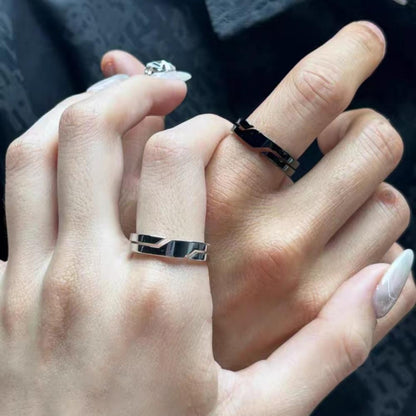 Anel de Casal em Aço Inoxidável Simples Moderno para Homens e Mulheres Anéis Casuais de Dedo Joias Presente de Noivado Aniversário