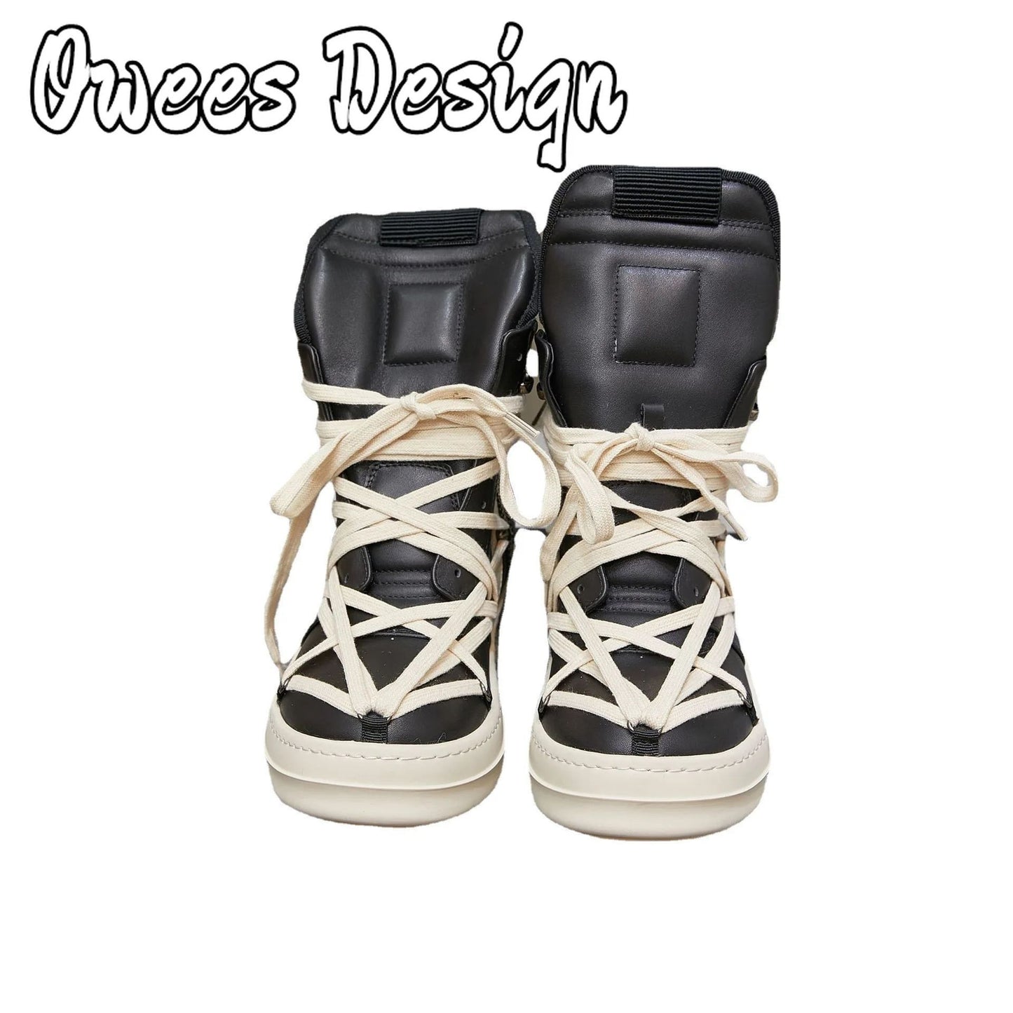 Owees Design High Top Sneakers Platform Corss Tied Men's Casual Boot Shoes Women Sneakers Designer  Flats Ankle Botas Size