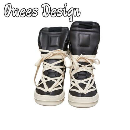 Owees Design High Top Sneakers Platform Corss Tied Men's Casual Boot Shoes Women Sneakers Designer  Flats Ankle Botas Size