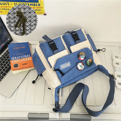 Japanese Simple Messenger Bag Student Nylon Waterproof Canvas Handbag Shoulder Crossbody Bags for Women Men Satchels Bolsas