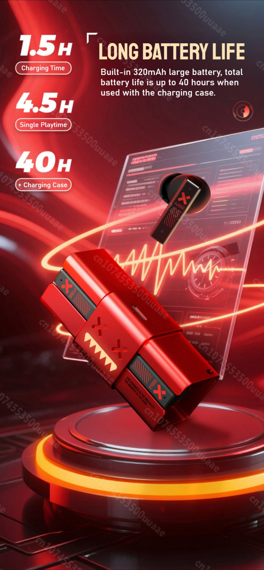 Zombiescat B10 -45dB ANC Earbuds Necklace Design Bluetooth 5.4 Earphone Boost Deep Bass Headphone with Active Noise Cancellation