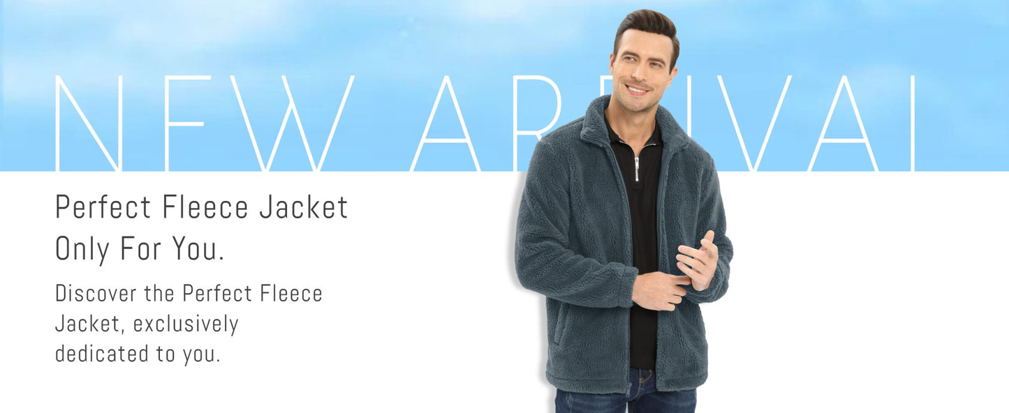TACVASEN Winter Full Zip Up Warm Fleece Jackets Mens Fuzzy Sherpa Jacket Thicken Thermal Outdoor Fluffy Coat Zip Pocket Outwear