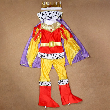 Boy King Prince Role Playing Costume Royal Set Prince Crown Cloak Halloween Birthday Makeup Party Gorgeous Dress Up No scepter