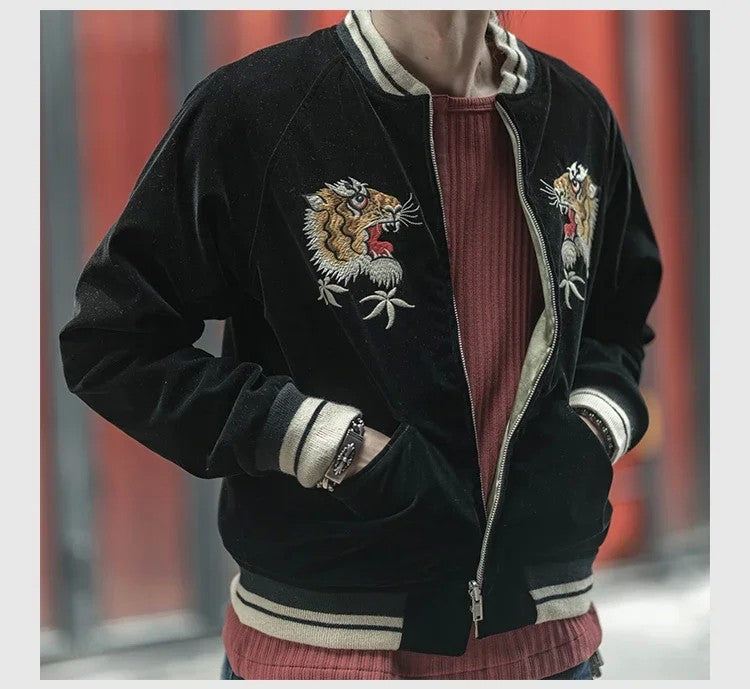 Non Stock Suka Reversible Souvenir Jacket Embroidered Sukajan Baseball Outerwear