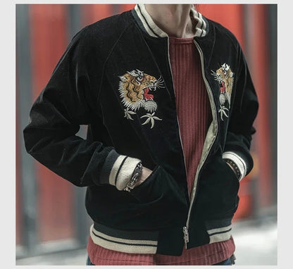 Non Stock Suka Reversible Souvenir Jacket Embroidered Sukajan Baseball Outerwear