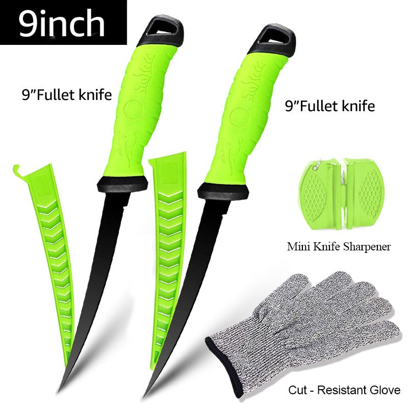 Faca de Pesca para Filetar Desossar Peixe 5 6 7 8 9 Polegadas Faca de Sashimi de Cozinha Antiaderente para Raspar Peixes Faca para Filetar Bainha