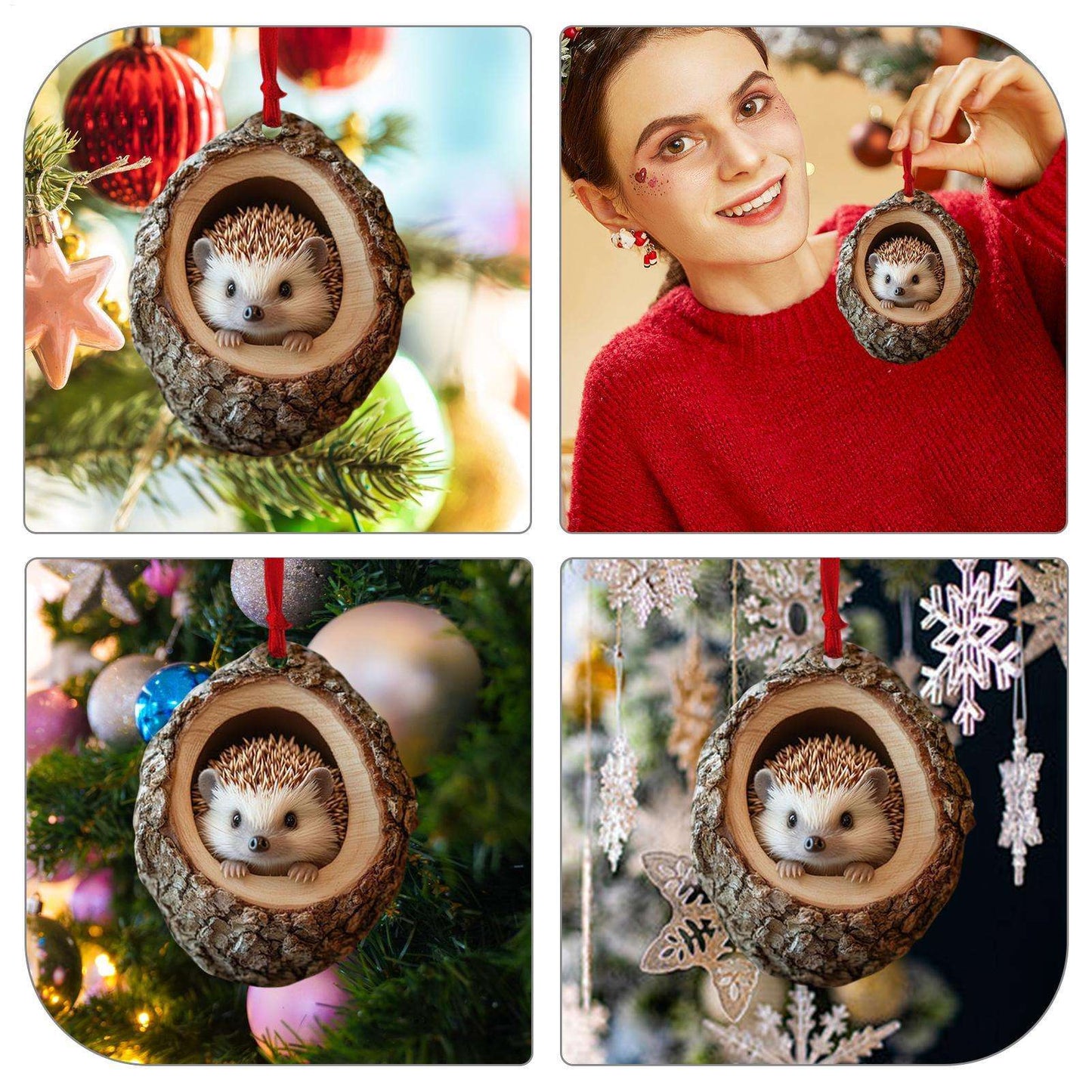 New Animal Christmas Ornaments 2D Flat Acrylic Bird Pendant Owl Squirrel Bunny  Pendant Christmas Tree Decoration Xmas Hanging