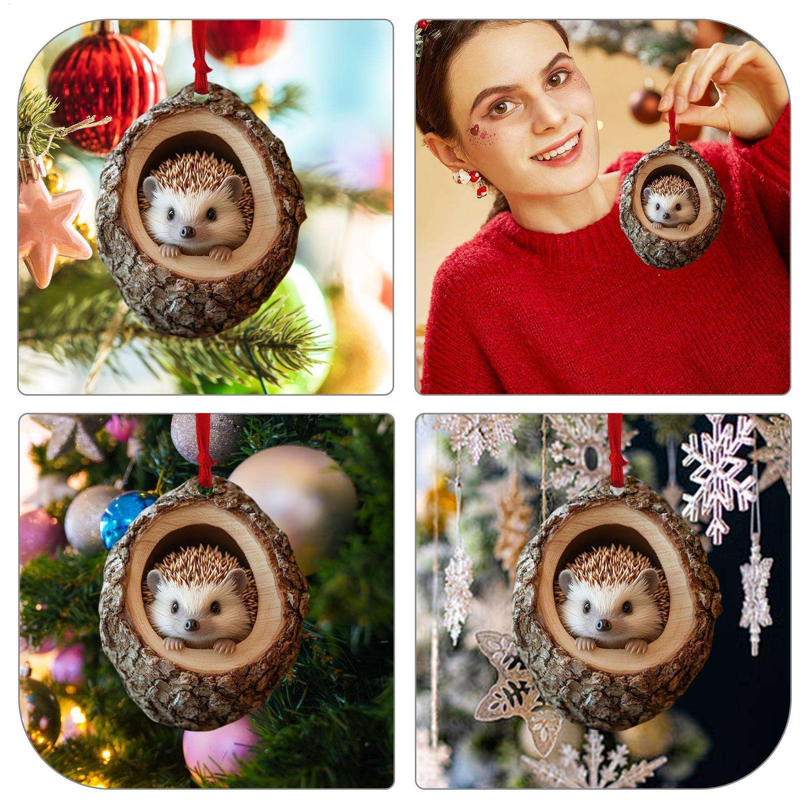 New Animal Christmas Ornaments 2D Flat Acrylic Bird Pendant Owl Squirrel Bunny  Pendant Christmas Tree Decoration Xmas Hanging