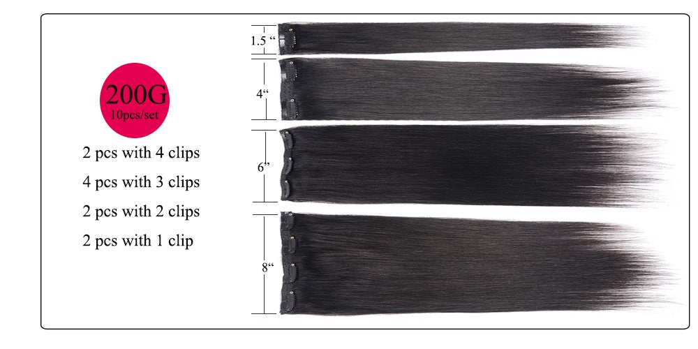 Doreen 160G 200G 240G Série Volume Cabelo Humano Liso Remy Brasileiro Com Tic Tac Extensões de Cabelo Cabeça Inteira 10 Peças 40 a 60 Centímetros