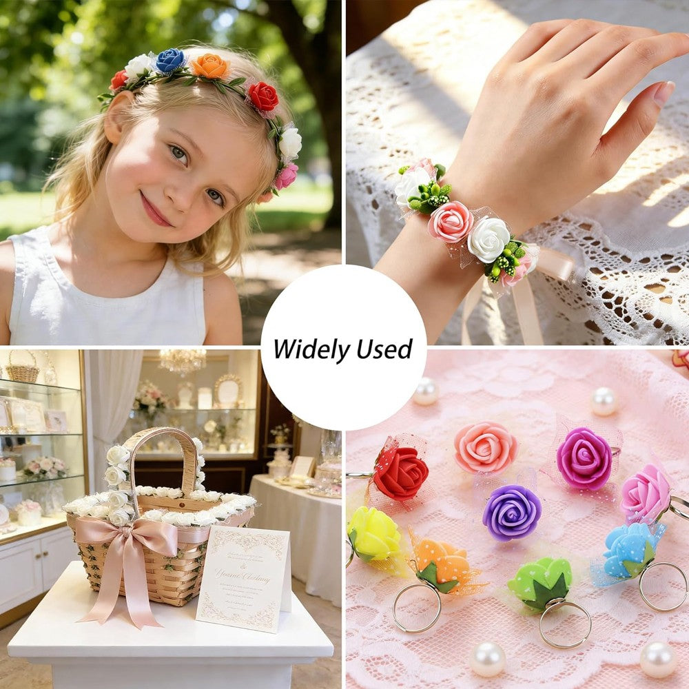 2000/10pcs Mini  Artificial Rose Flowers Head  Rose Heads DIY Valentine's Day Roses Wedding Bouquets Party Gift Candy Box Decor