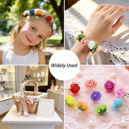 2000/10pcs Mini  Artificial Rose Flowers Head  Rose Heads DIY Valentine's Day Roses Wedding Bouquets Party Gift Candy Box Decor