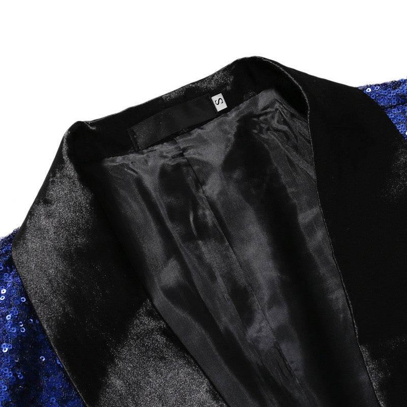 Shiny Gold Men Sequin Glitter Embellished Blazer Jacket, Nightclub Prom Suit Coats Mens Costume Homme Stage Clothes For singers