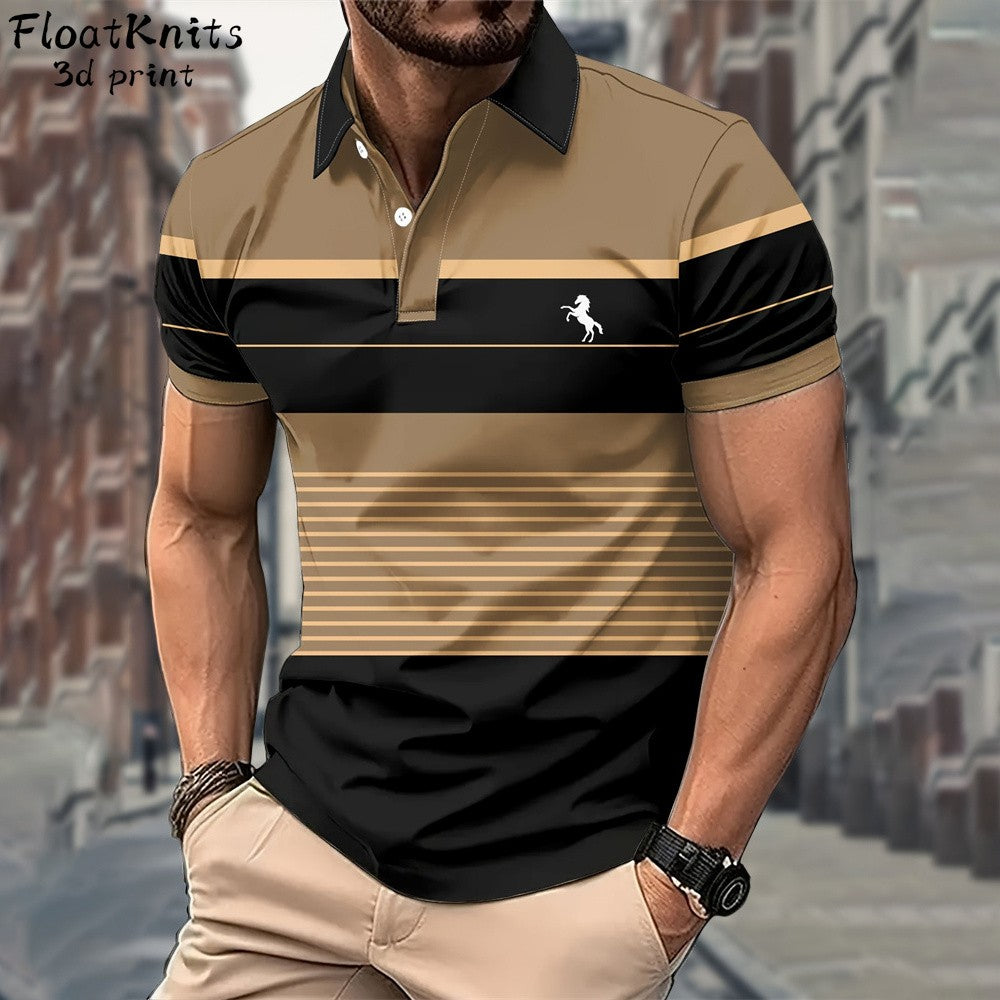 Minimalist Striped Polo Shirts for Men Business Men's Clothing Lapel Short Sleeve Tee New in Tops & Tees Summer T-Shirts for Men