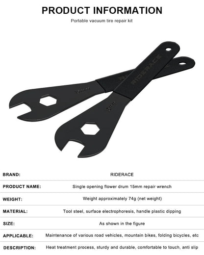 Chave de Pedal de Bicicleta RIDERACE 15mm Durável para Cubos de MTB Bicicleta de Montanha Ferramenta de Instalação Remoção Chave Inglesa Reparo de Ciclismo de Estrada