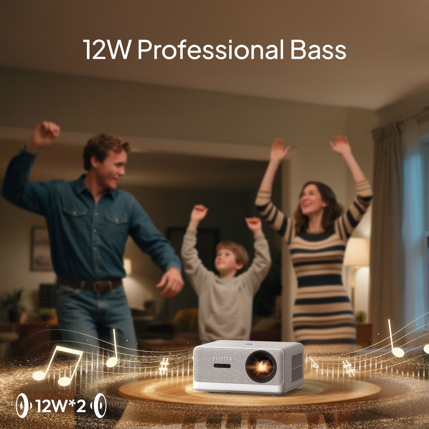 Projetor BYINTEK LOVE U14 Full HD 1080P 4K Smart Bluetooth WiFi 6 Suportado 1250 ANSI Foco Automático para Cinema em Casa