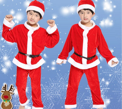 Christmas Baby Santa Claus Cosplay Costume Baby Boys Girls 3/4 Sleeve Clothes Toddler Kids Dress Children Clothing for 1-8 Years