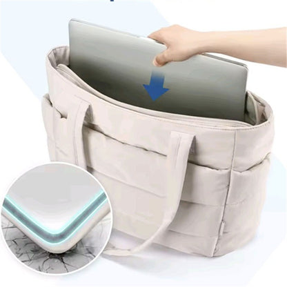 Quilted Large Capacity Tote Bag for Women Durable Fabric with Zipper Closure & Wrist Strap, Spacious Gym Beach Work Travel Bag