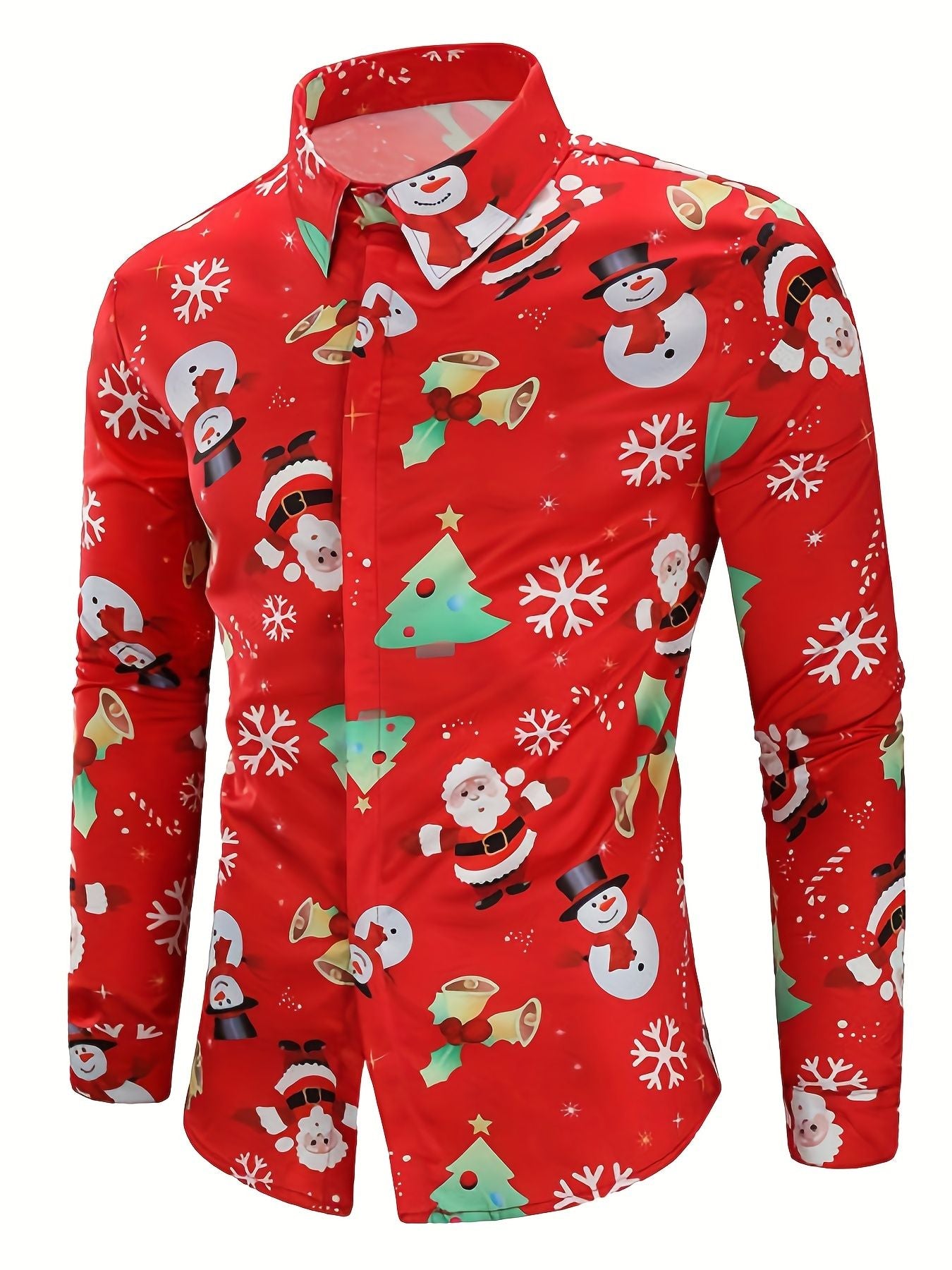 Christmas Theme Men's Gift Elk Graphic Printed Formal Shirts Christmas Graphics Long Sleeve Shirt Fashion Men's Shirts For Men