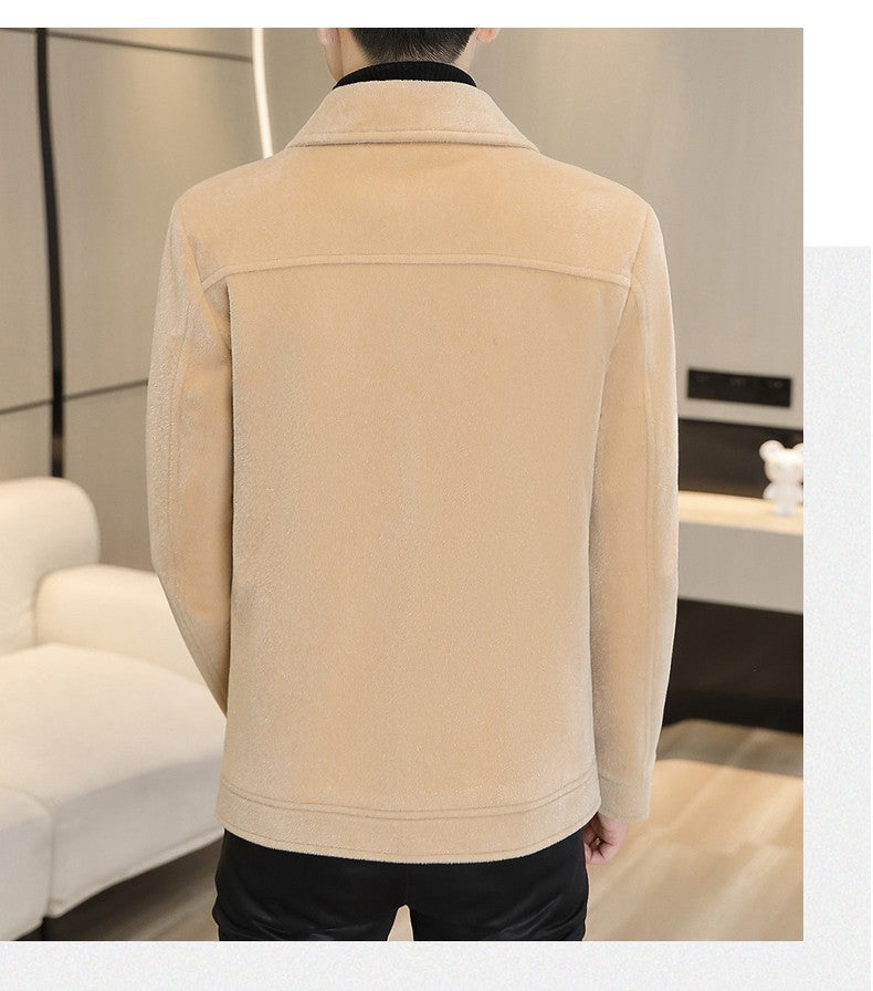 2022 Winter Wool Blends Jacket Plush Velvet and Short Thicken Trench Coat Casual Business Woolen Overcoat Social Men Clothing