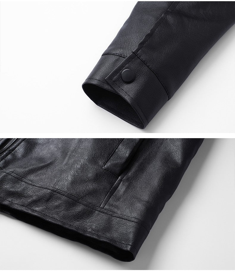 Autumn Thin Velvet Leather Jacket Men 2025 New  Coat Men's Top Windproof Leisure Mens Streetwear Zipper Retro Moto Biker jackets