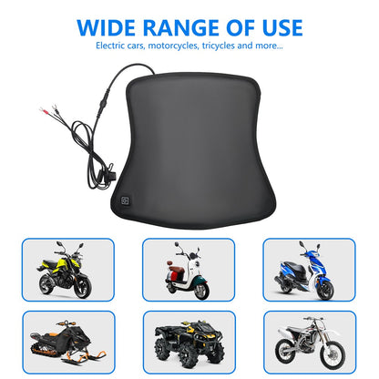 Almofada Aquecida para Moto de 3 Marchas, Almofada Antiderrapante para Assento de Motocicleta com Aquecimento, Tapete Aquecido para Assento de Moto com Controle Inteligente de Temperatura para Aquecimento de Inverno