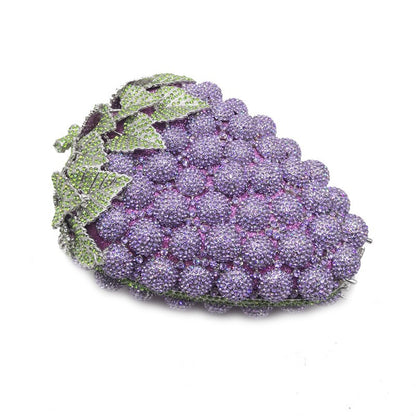 Fashion Grape Crystal Bags Purse Purple Designer Women Party Clutches Mini Clutch Bags Drop Shipping Wedding Bridal Handbags