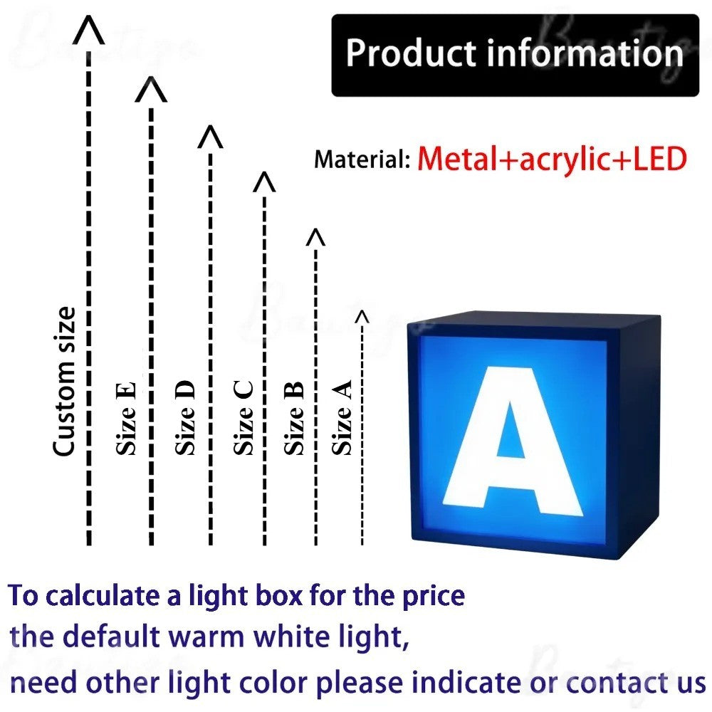 Custom LED Acrylic Light Box Sign Night Decor Interior Decoration Small Table and Wall Lamp Signage Room Sign