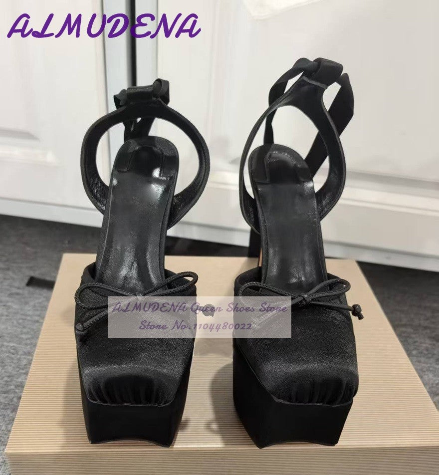 Wooden Pattern Chunky Heel Dress Pumps Black Nude Matte Platform Banquet Shoes Cork Block Heels Striped Footwear Patchwork Heels