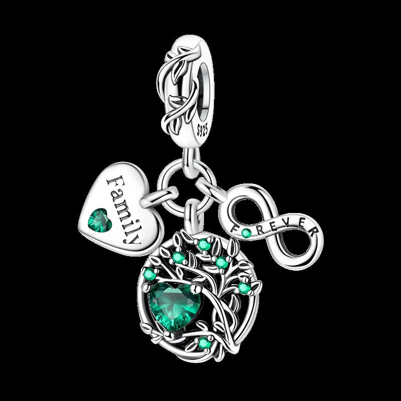 925 Sterling Silver Green Series Flower Tree Apple Pendant DIY Fine Beads Fit Original Charms Bracelet Women Jewelry Diy