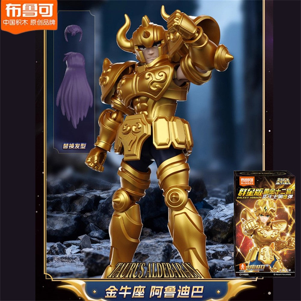 Blokees Saint Seiya Boneco de Ação Saori Kido Áries Mu Leão Aiolia Câncer Máscara da Morte Brinquedos de Montar DIY Coleção de Blocos de Construção