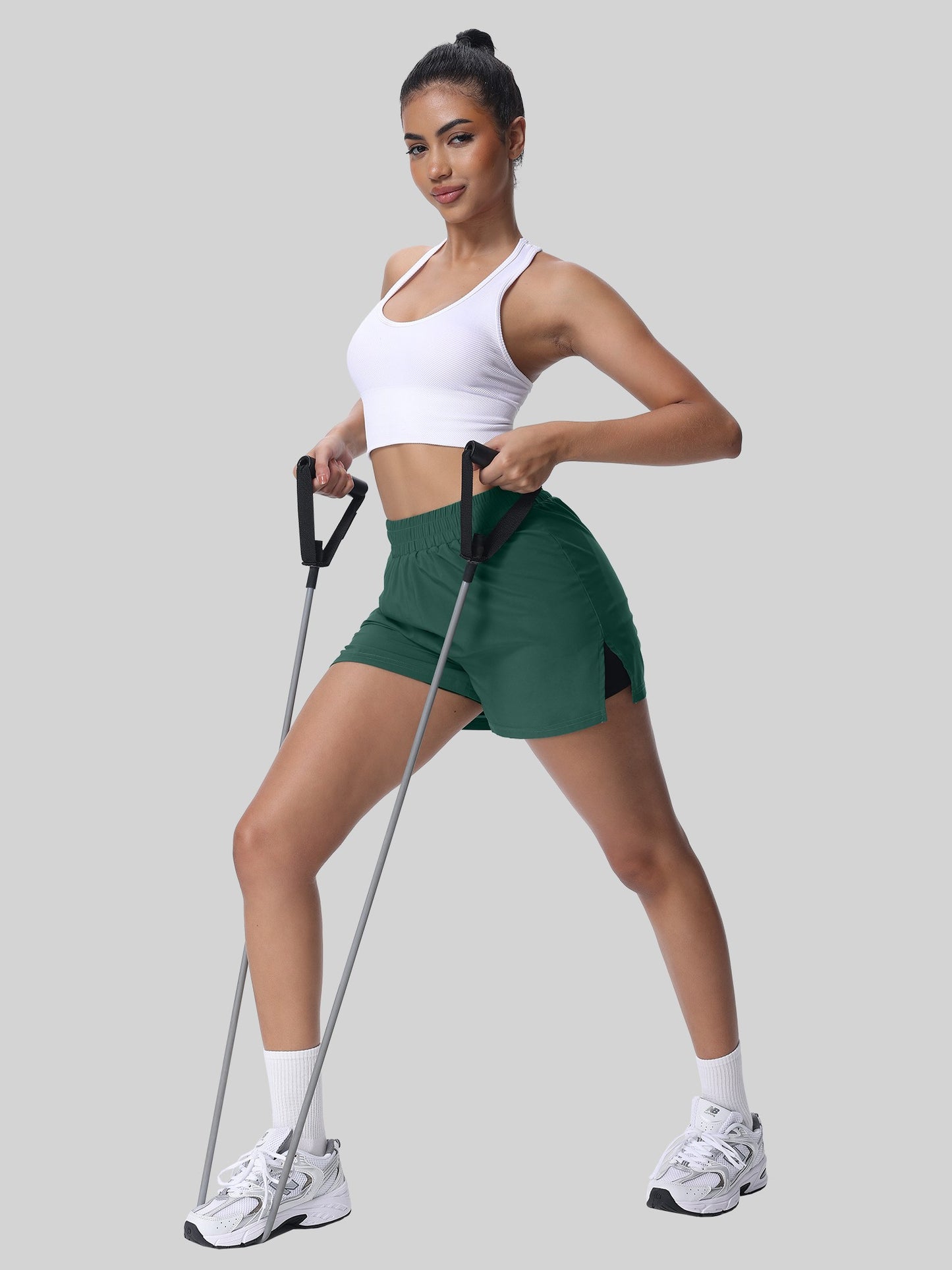 Women's  Split Sports Shorts with Liner, Comfortable and Breathable, Suitable for Multiple Scenarios Like Running, Fitness, Yoga