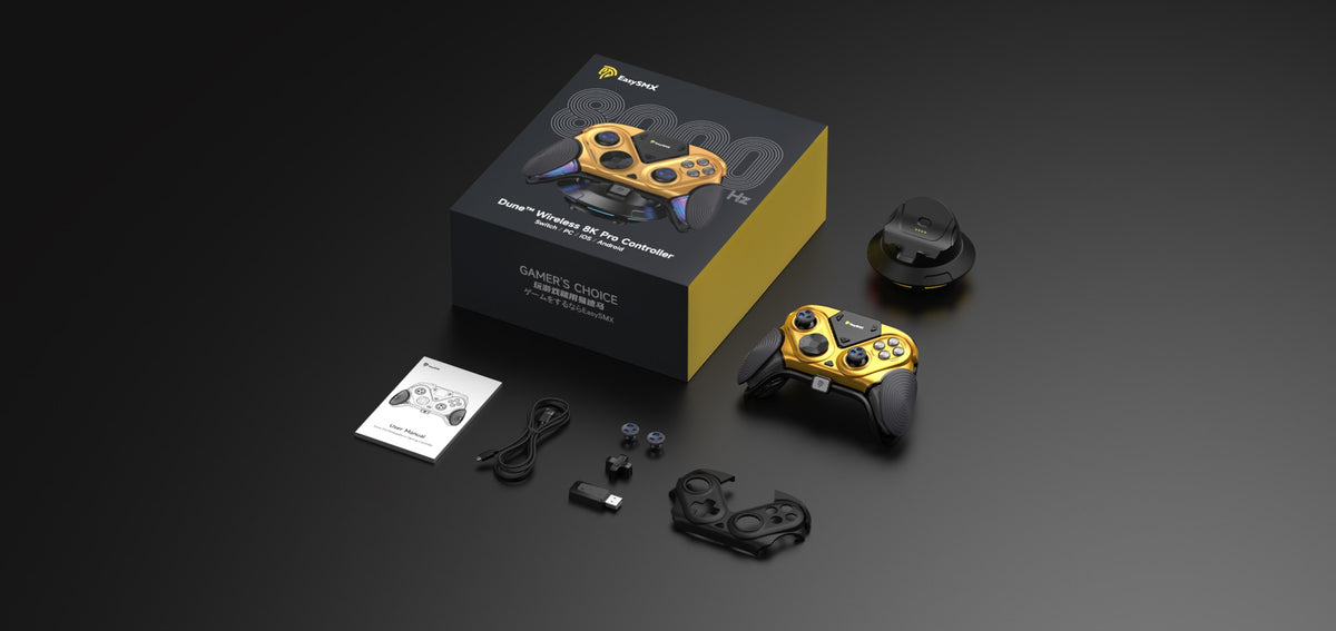 EasySMX Dune 8K Wireless Gamepad Controller, TMR Joysticks, LCD Screen, Hall Effect Triggers for PC/Steam/Switch/Phone