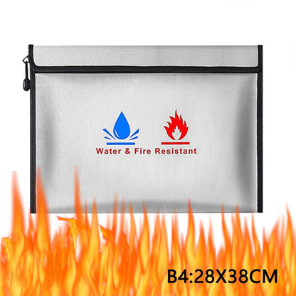 FZCSPEED Fireproof & Waterproof Bag, File Storage Bag with Zipper for Certificates, Money, Cards(black,silver)