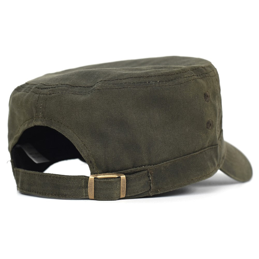 Bonés Militares de Lona Encerada Algodão Masculinos Impermeáveis Chapéu Cadete do Exército Design Único Vintage Topo Reto